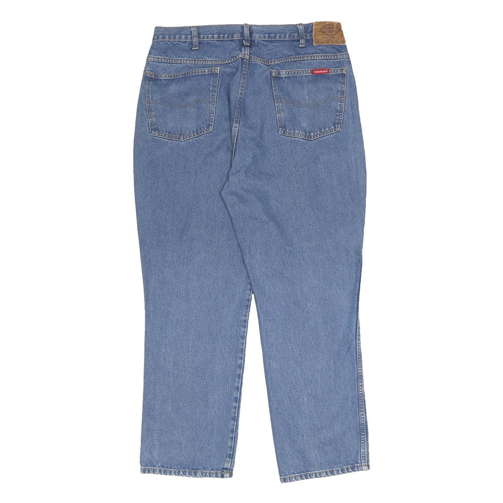 DICKIES Mens Jeans Blue Regular Straight Denim Medium Wash W34 L30 Workwear Zip