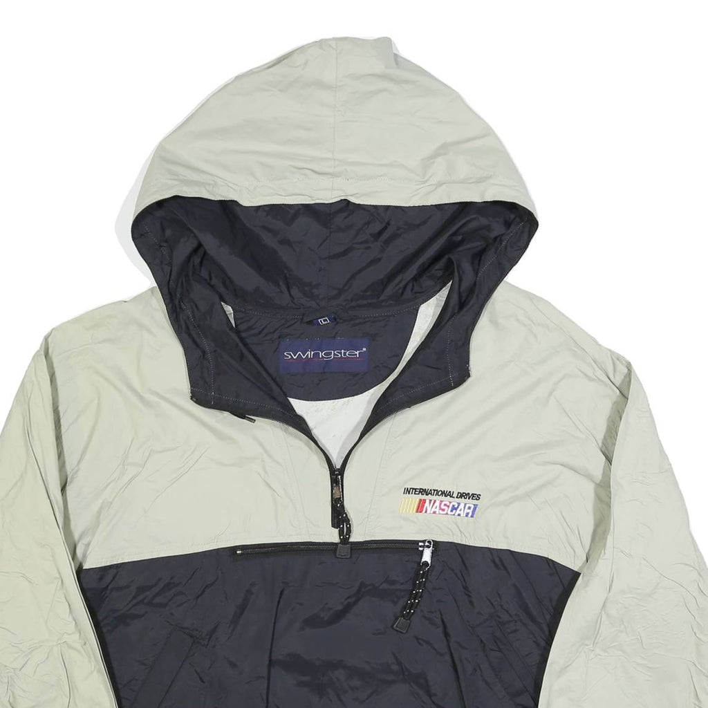 SWINGSTER Mens Grey & Black NASCAR Outdoor Jacket L Polyester Zip Hooded