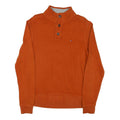 TOMMY HILFIGER Mens Orange Plain Pullover Button Neck Cotton Blend Jumper M