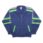 ADIDAS Mens Blue & Green Track Jacket L Polyester Woven Colourblock Athletic Zip