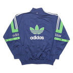 ADIDAS Mens Blue & Green Track Jacket L Polyester Woven Colourblock Athletic Zip