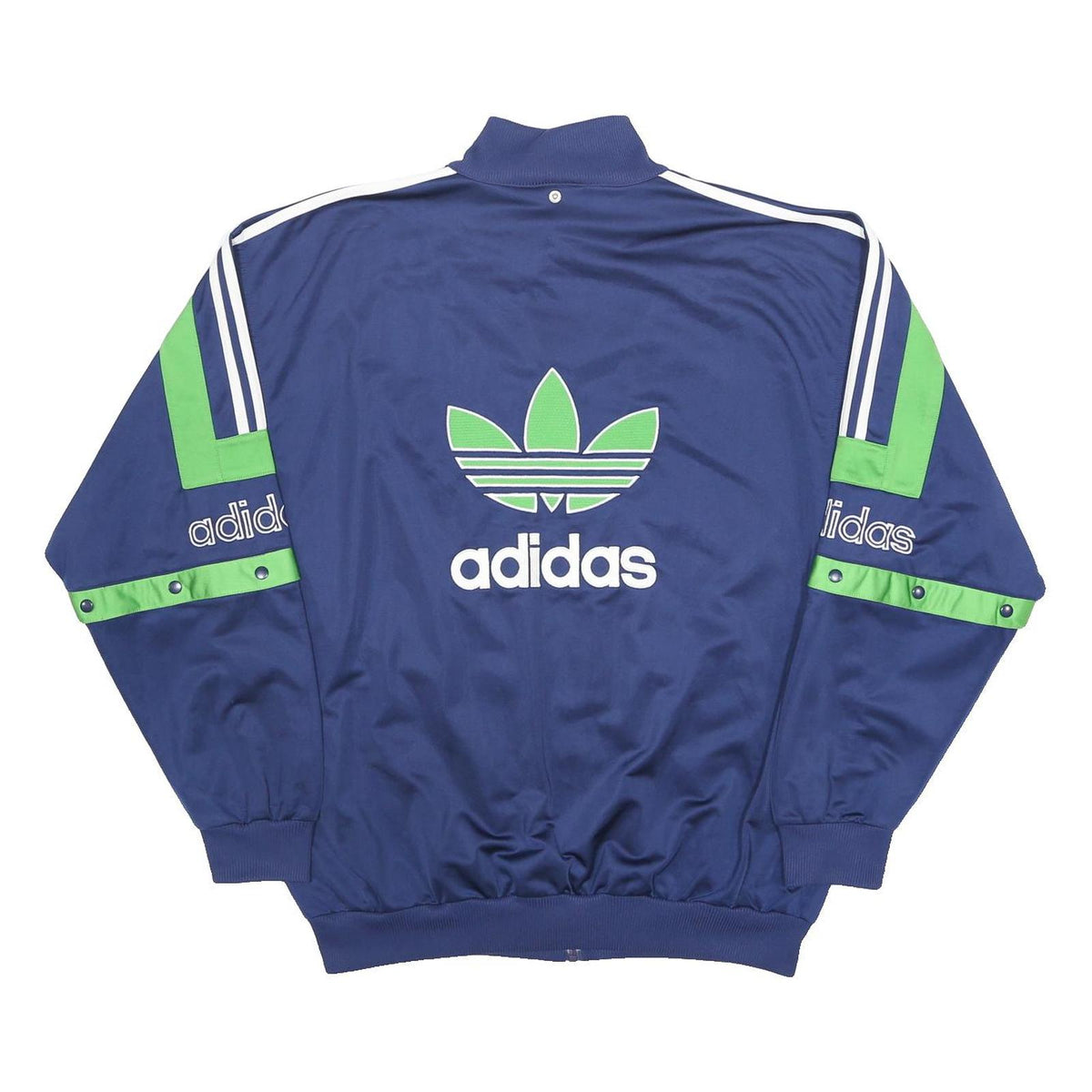 ADIDAS Mens Blue & Green Track Jacket L Polyester Woven Colourblock Athletic Zip