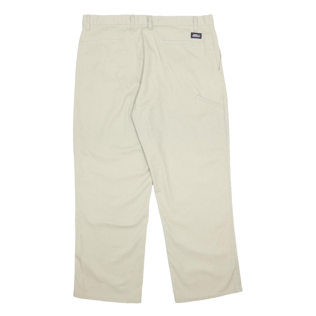 DICKIES Mens Cotton Blend Beige Relaxed Straight Trousers W38 L30 Workwear