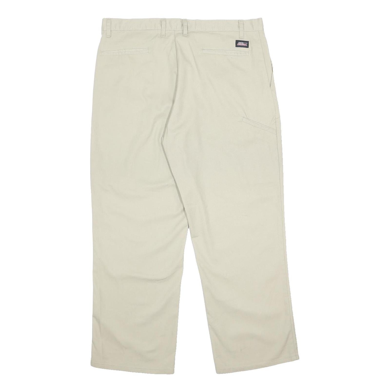 DICKIES Mens Cotton Blend Beige Relaxed Straight Trousers W38 L30 Workwear