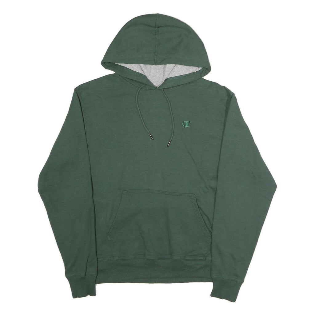 CHAMPION Mens Green Pullover Hoodie M Minimal Embroidered Logo