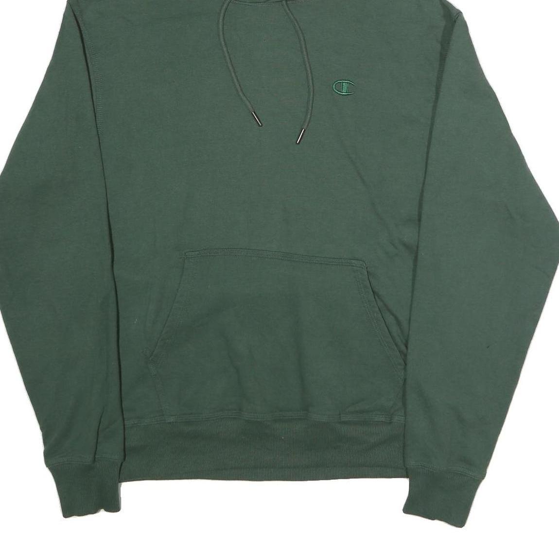 CHAMPION Mens Green Pullover Hoodie M Minimal Embroidered Logo