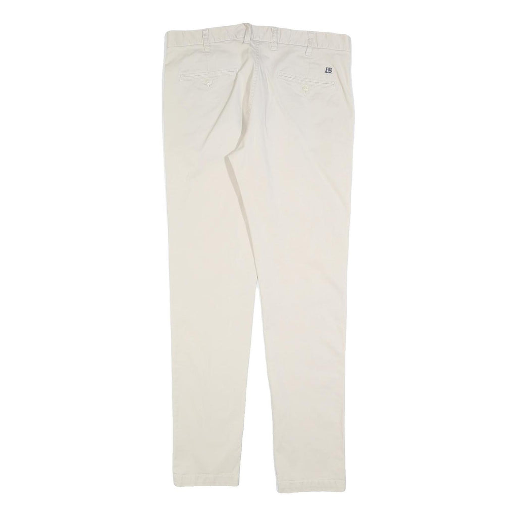 HARMONT AND BLAINE Womens Cotton Blend Cream Slim Straight Trousers W34 L32