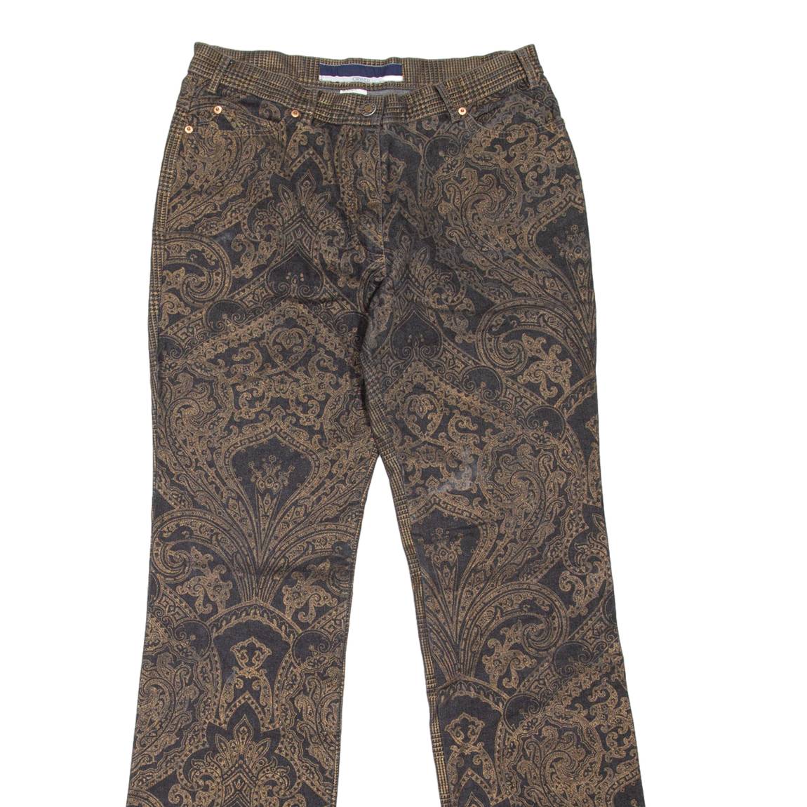 ORWELL Paisley Womens Trousers Black Regular Bootcut W30 L33