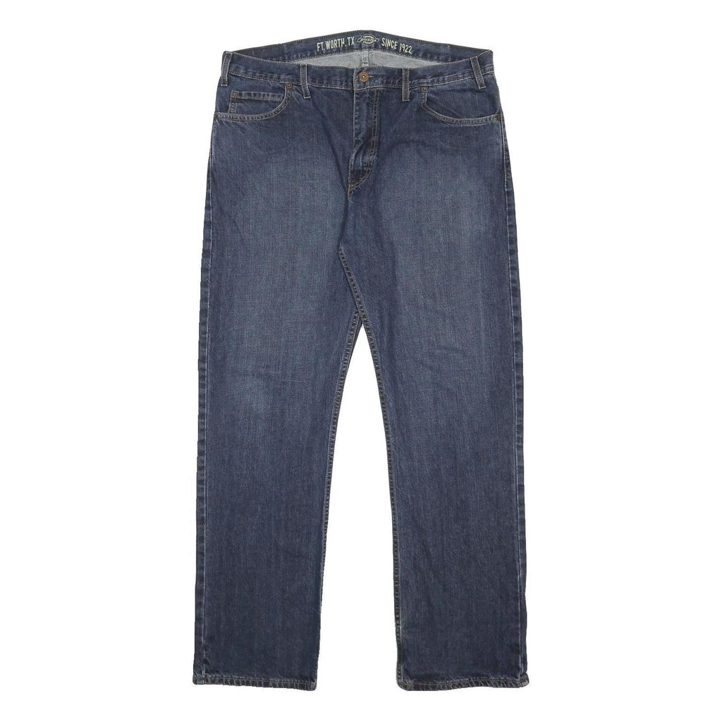DICKIES Mens Jeans Blue Regular Straight Denim Medium W36 L32 Workwear Zip