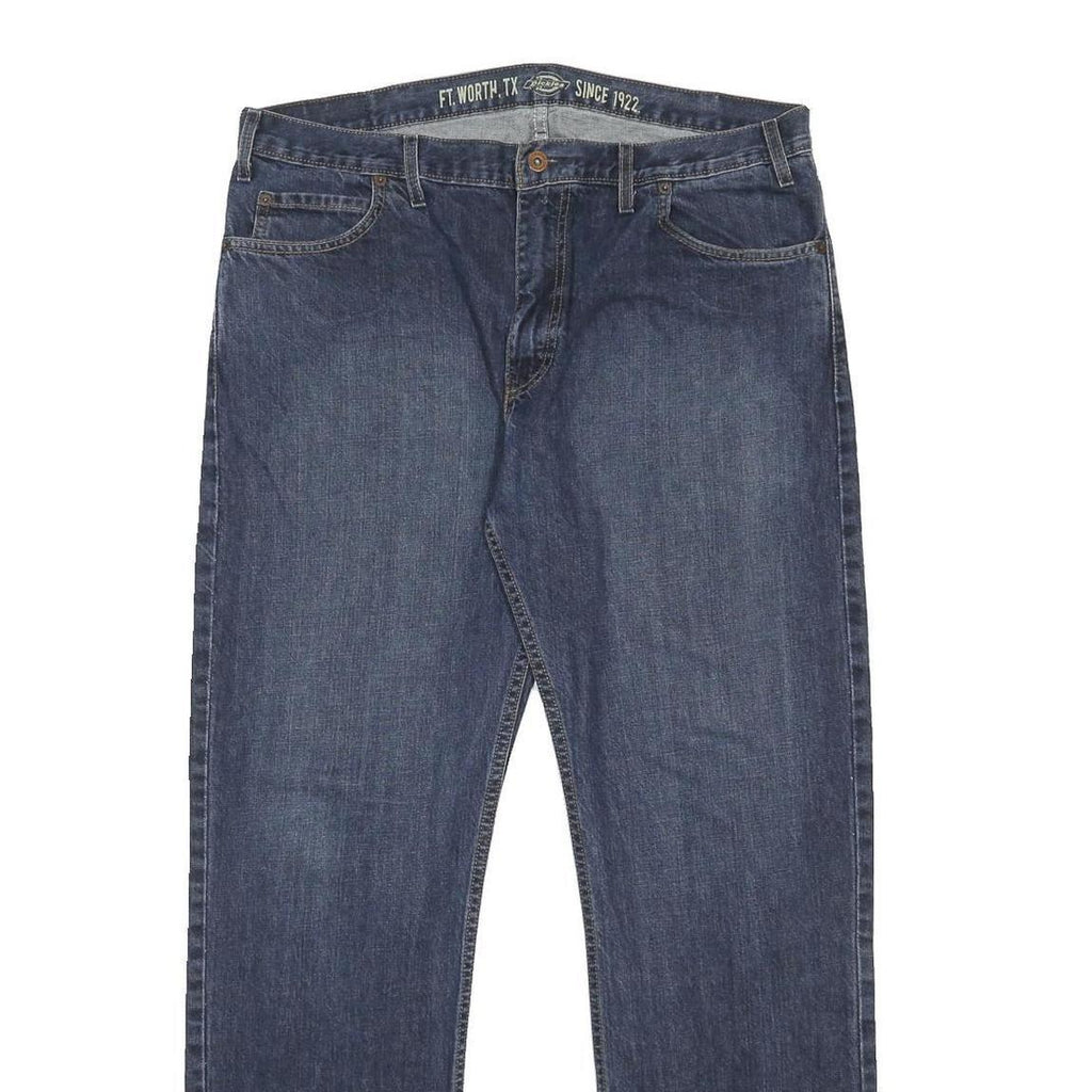 DICKIES Mens Jeans Blue Regular Straight Denim Medium W36 L32 Workwear Zip