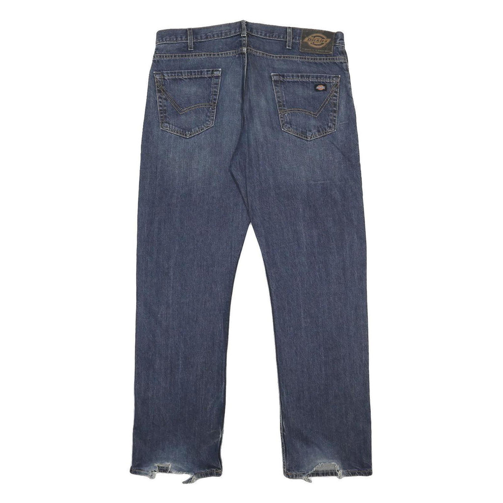 DICKIES Mens Jeans Blue Regular Straight Denim Medium W36 L32 Workwear Zip
