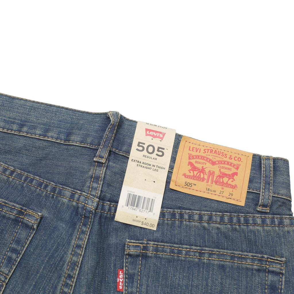 LEVI'S 505 Boys Jeans Blue Regular Straight Denim Medium W28 L29 Classic Fit