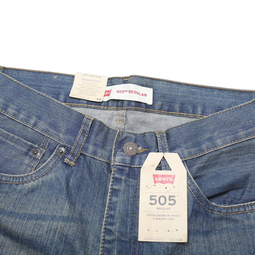 LEVI'S 505 Boys Jeans Blue Regular Straight Denim Medium W28 L29 Classic Fit