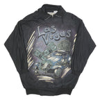 Womens Black Las Vegas Pullover Sweatshirt M Zipper Collar Vintage Style
