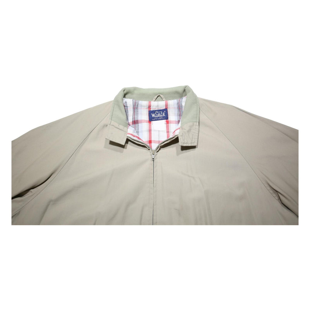 WOOLRICH Mens Beige Cotton Blend Bomber Jacket XL Plain Zip Casual Outerwear