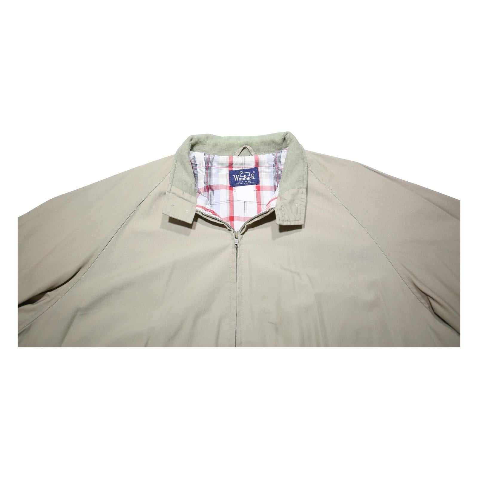 WOOLRICH Mens Beige Cotton Blend Bomber Jacket XL Plain Zip Casual Outerwear