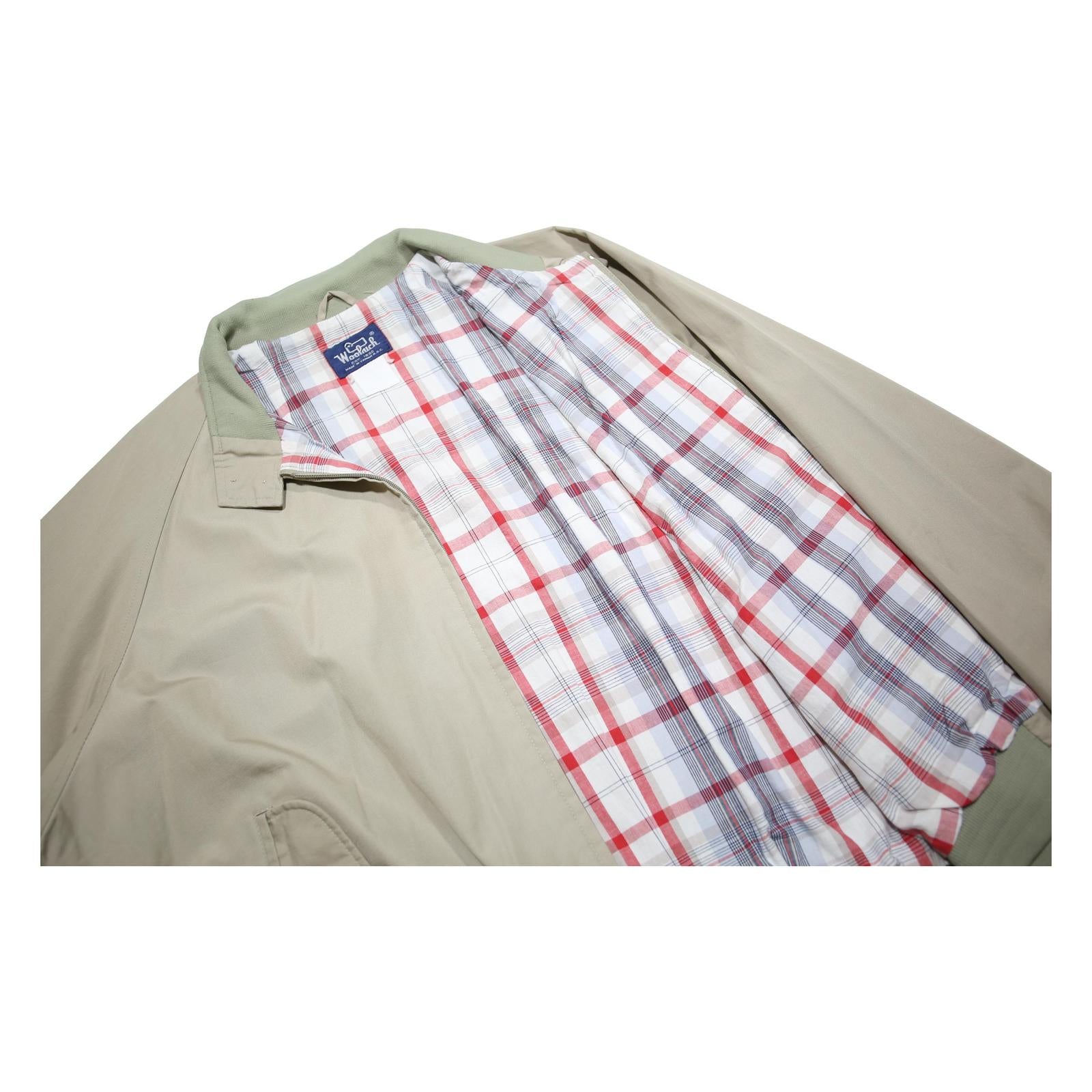 WOOLRICH Mens Beige Cotton Blend Bomber Jacket XL Plain Zip Casual Outerwear
