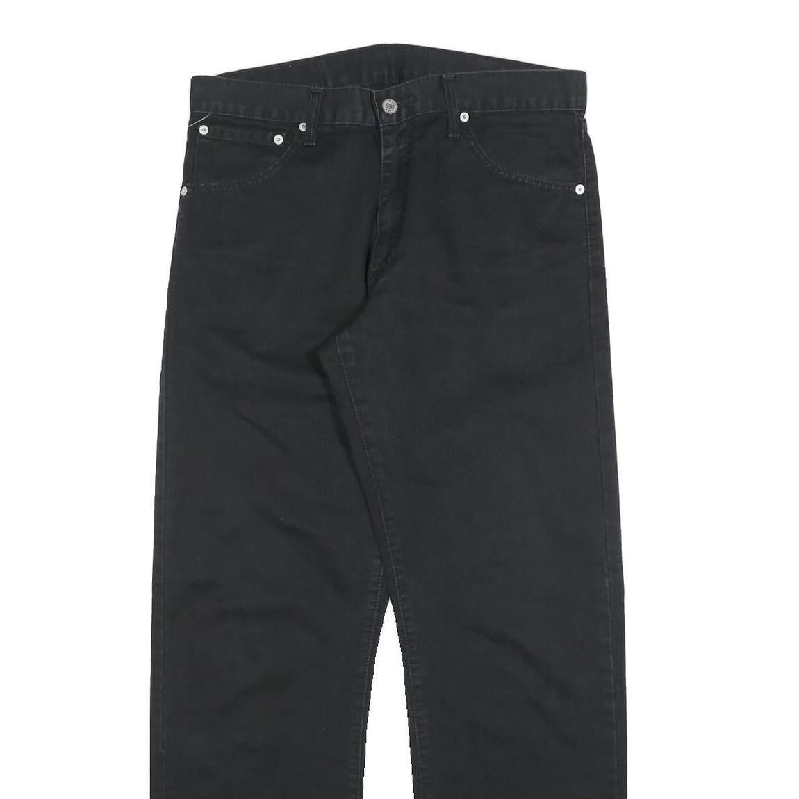 LEVI'S Mens Cotton Blend Black Regular Straight Trousers W33 L32 Casual Zip