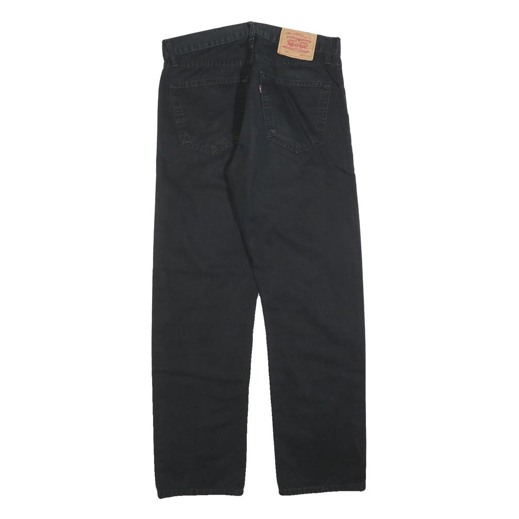 LEVI'S Mens Cotton Blend Black Regular Straight Trousers W33 L32 Casual Zip