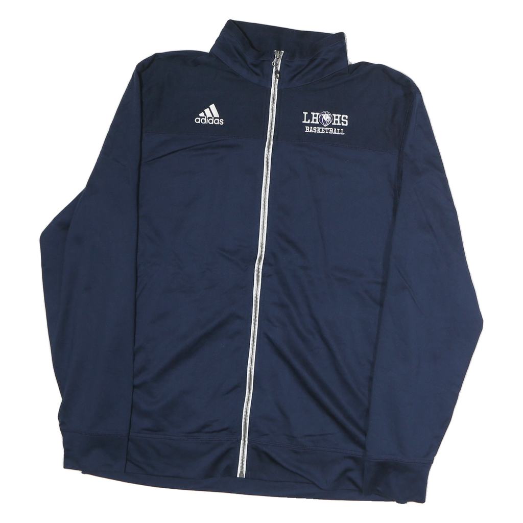 ADIDAS Mens Navy L Basketball Track Jacket L Polyester Zip Climalite Casual
