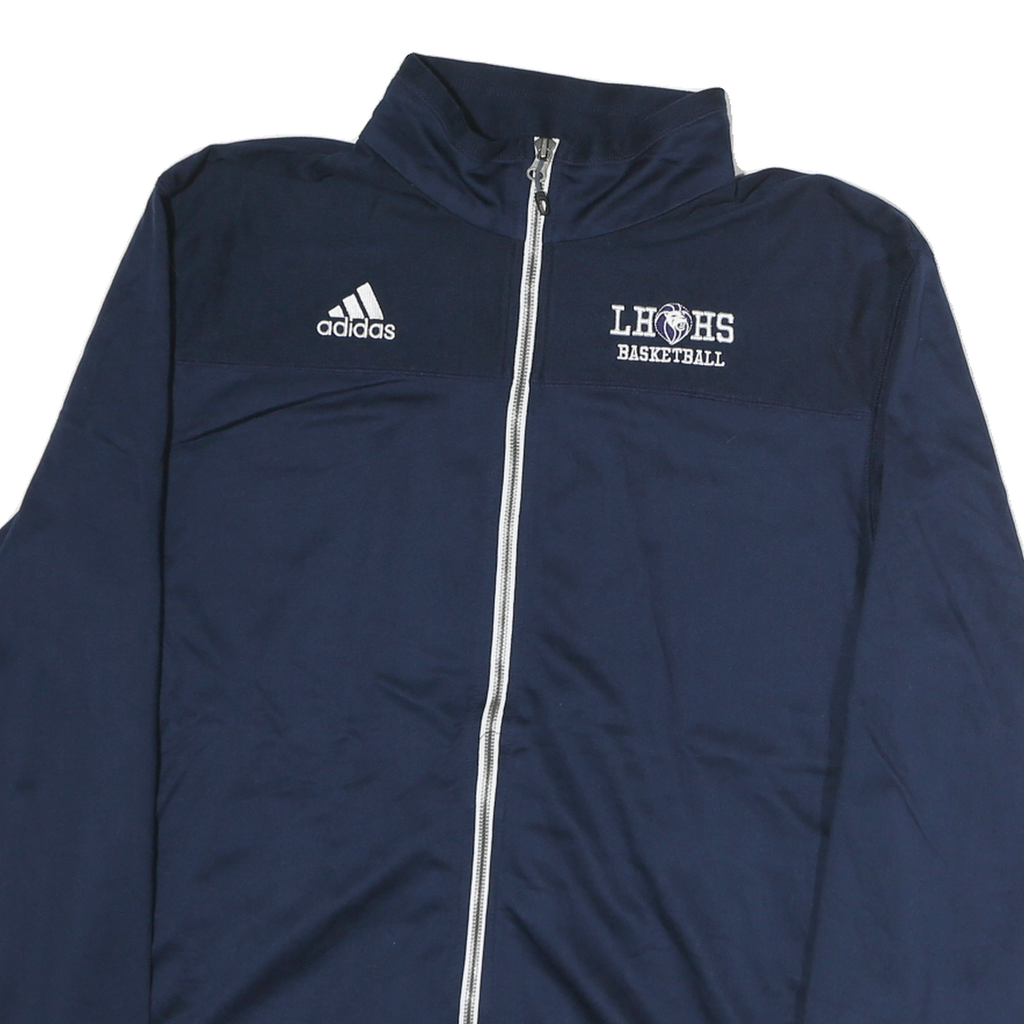 ADIDAS Mens Navy L Basketball Track Jacket L Polyester Zip Climalite Casual