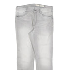 DKNY Womens Slim Grey Denim Jeans Cotton Blend W32 L27 Light Wash Zip