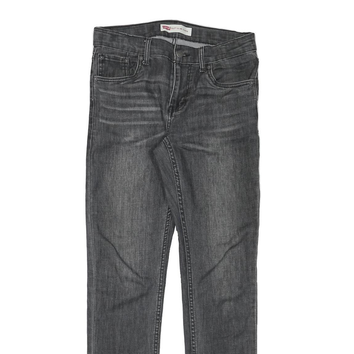 LEVI'S Boys Slim Black Denim Jeans W29 L30 Zip Cotton Blend