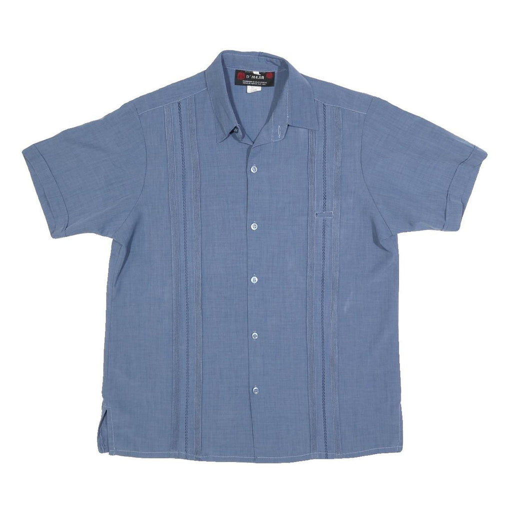 D'MEJIA Mens Blue Polyester Short Sleeve Shirt M Lightweight Casual Summer