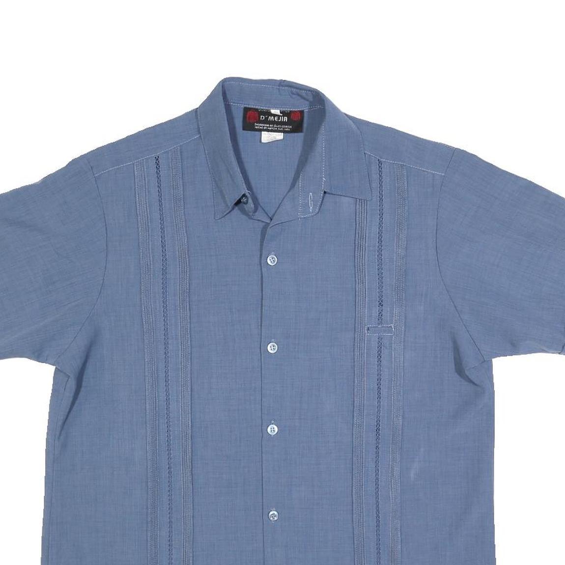 D'MEJIA Mens Blue Polyester Short Sleeve Shirt M Lightweight Casual Summer