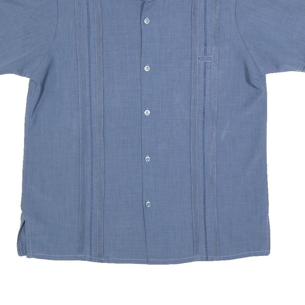 D'MEJIA Mens Blue Polyester Short Sleeve Shirt M Lightweight Casual Summer