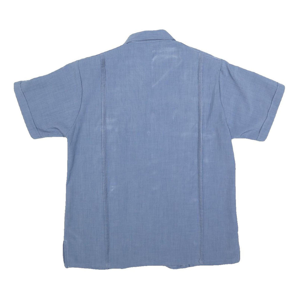 D'MEJIA Mens Blue Polyester Short Sleeve Shirt M Lightweight Casual Summer