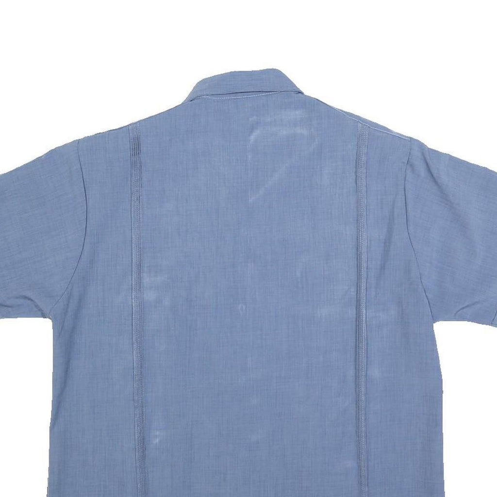 D'MEJIA Mens Blue Polyester Short Sleeve Shirt M Lightweight Casual Summer