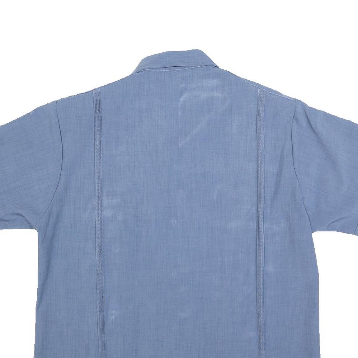 D'MEJIA Mens Blue Polyester Short Sleeve Shirt M Lightweight Casual Summer