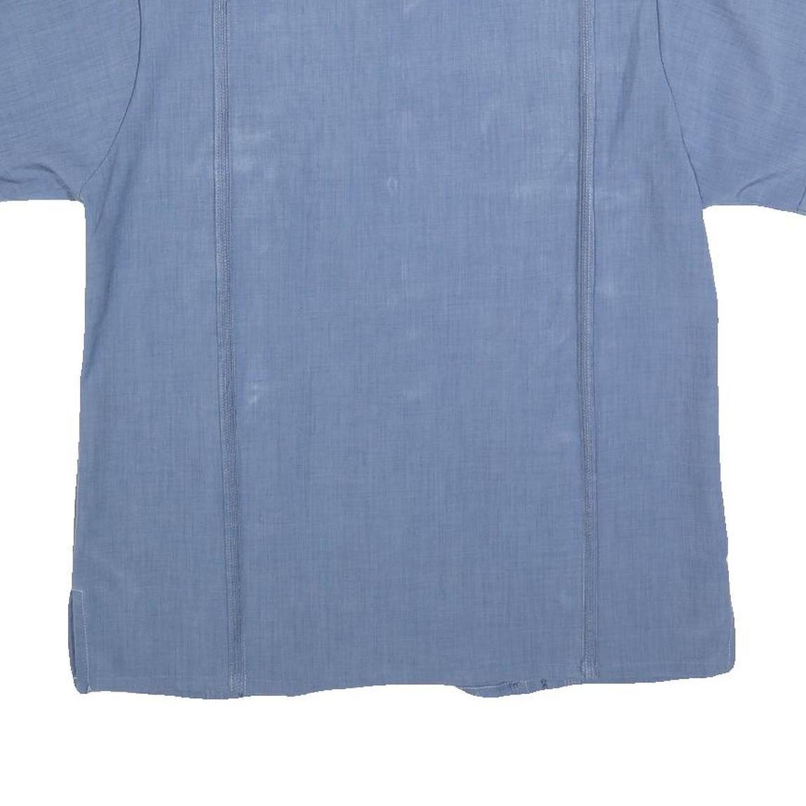 D'MEJIA Mens Blue Polyester Short Sleeve Shirt M Lightweight Casual Summer