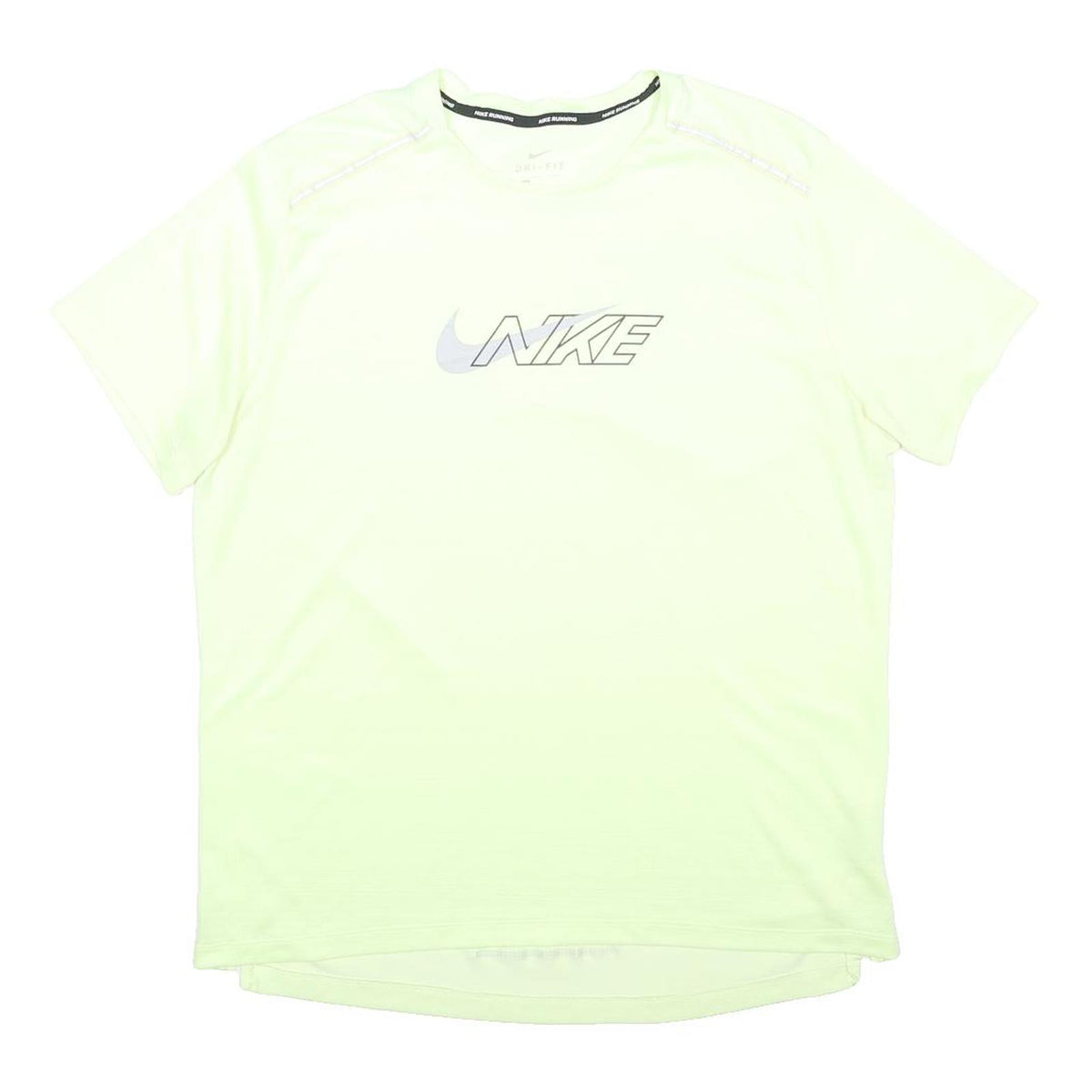 NIKE RUNNING Mens Yellow & Grey Logo Graphic T-Shirt L Short Sleeve Crew Neck