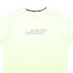 NIKE RUNNING Mens Yellow & Grey Logo Graphic T-Shirt L Short Sleeve Crew Neck