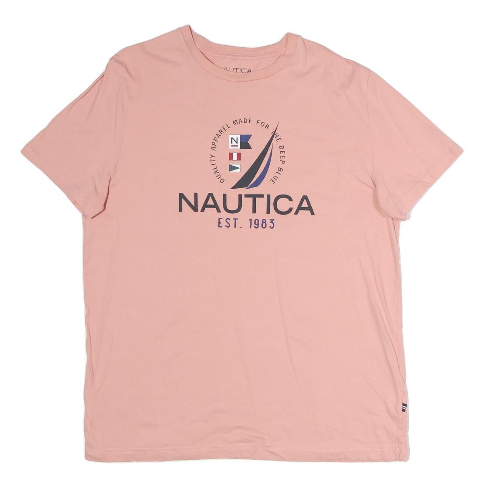NAUTICA Mens Pink Cotton Graphic T-Shirt XL Short Sleeve Crew Neck Casual