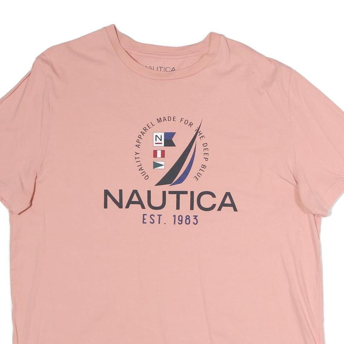 NAUTICA Mens Pink Cotton Graphic T-Shirt XL Short Sleeve Crew Neck Casual