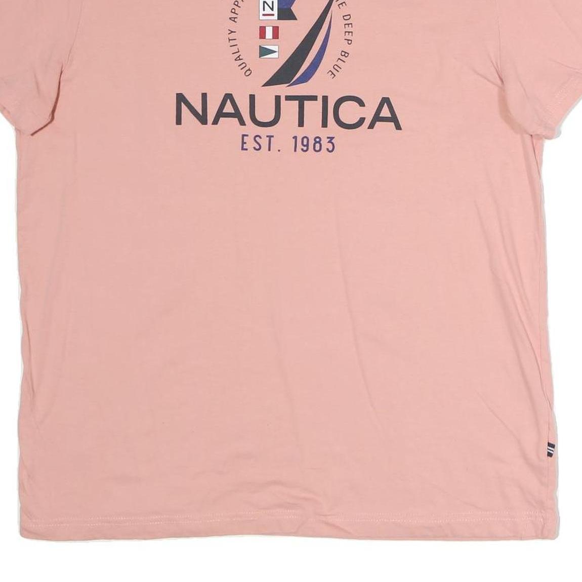 NAUTICA Mens Pink Cotton Graphic T-Shirt XL Short Sleeve Crew Neck Casual