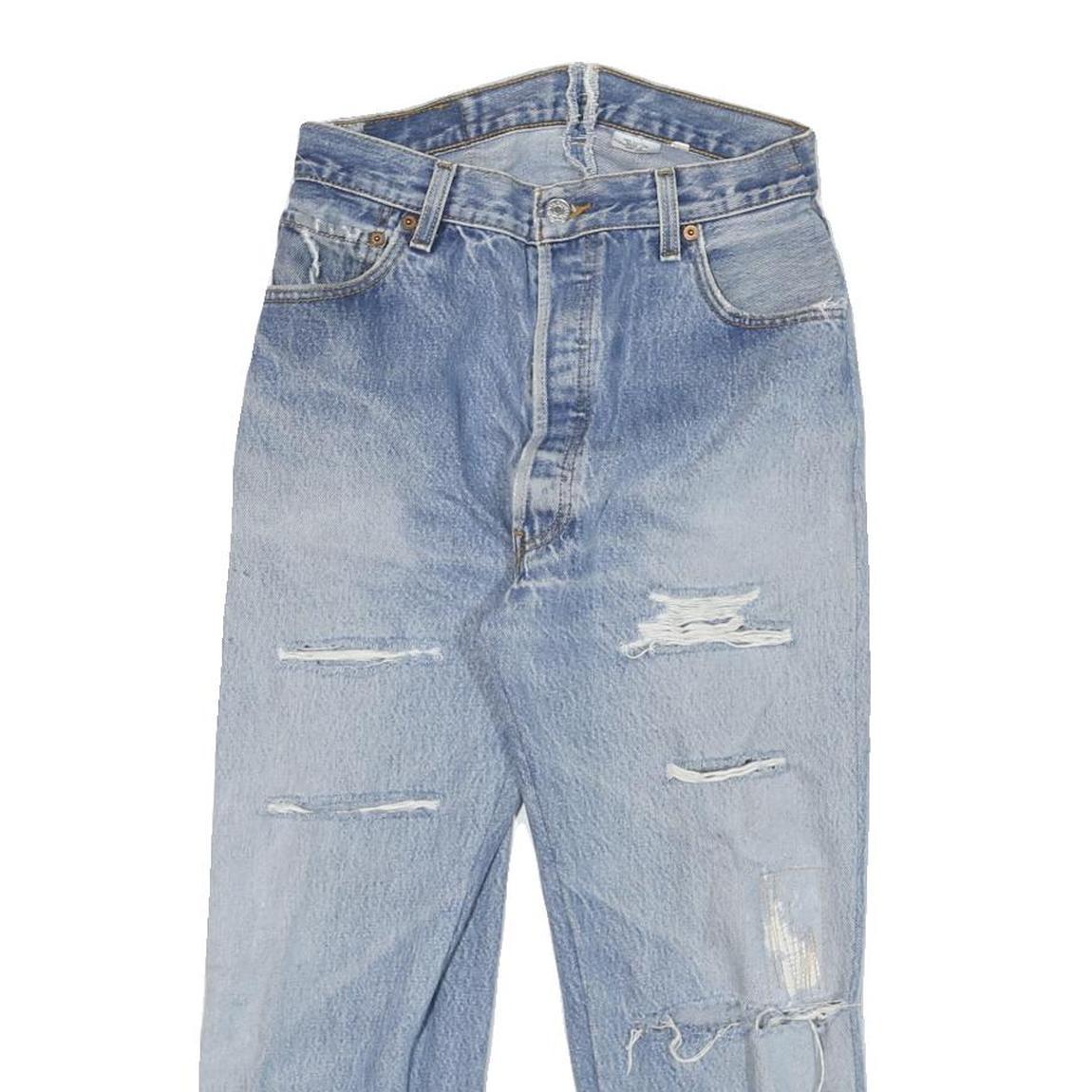 LEVI'S Womens Jeans Blue Regular Straight Denim Light W26 L22 Distressed Cotton