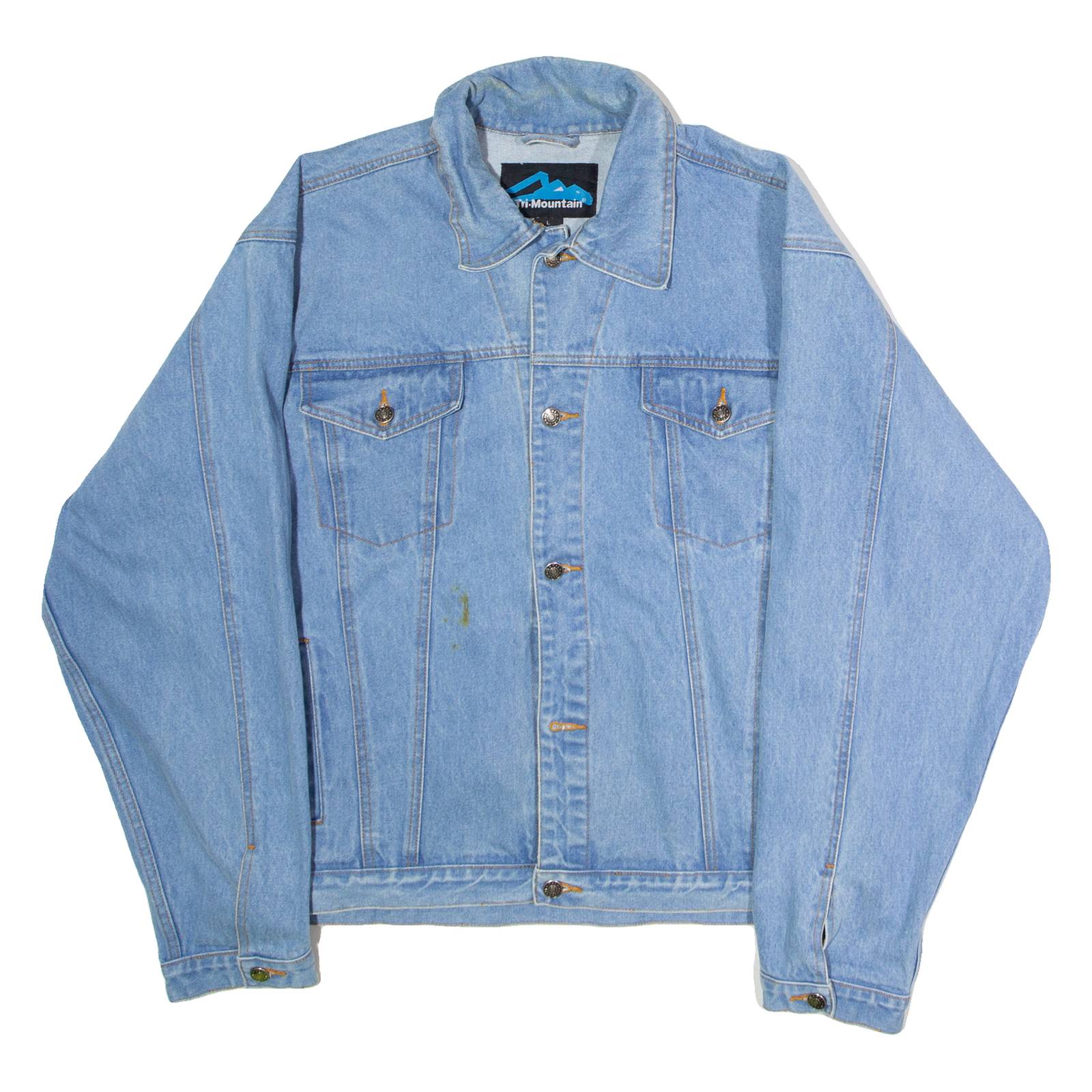 TRI MOUNTAIN Coca Cola Mens Denim Jacket Blue 90s L