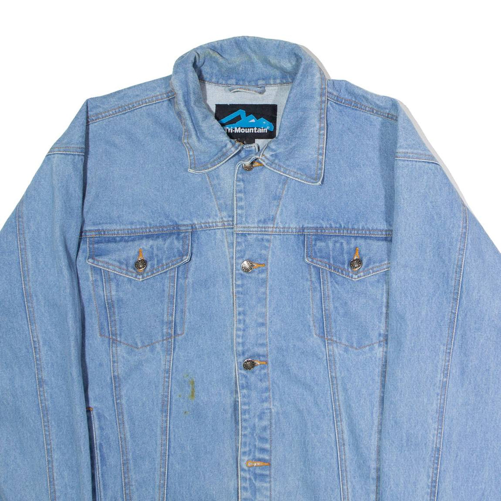TRI MOUNTAIN Coca Cola Mens Denim Jacket Blue 90s L