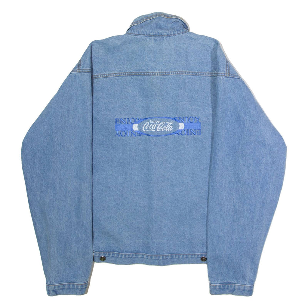 TRI MOUNTAIN Coca Cola Mens Denim Jacket Blue 90s L