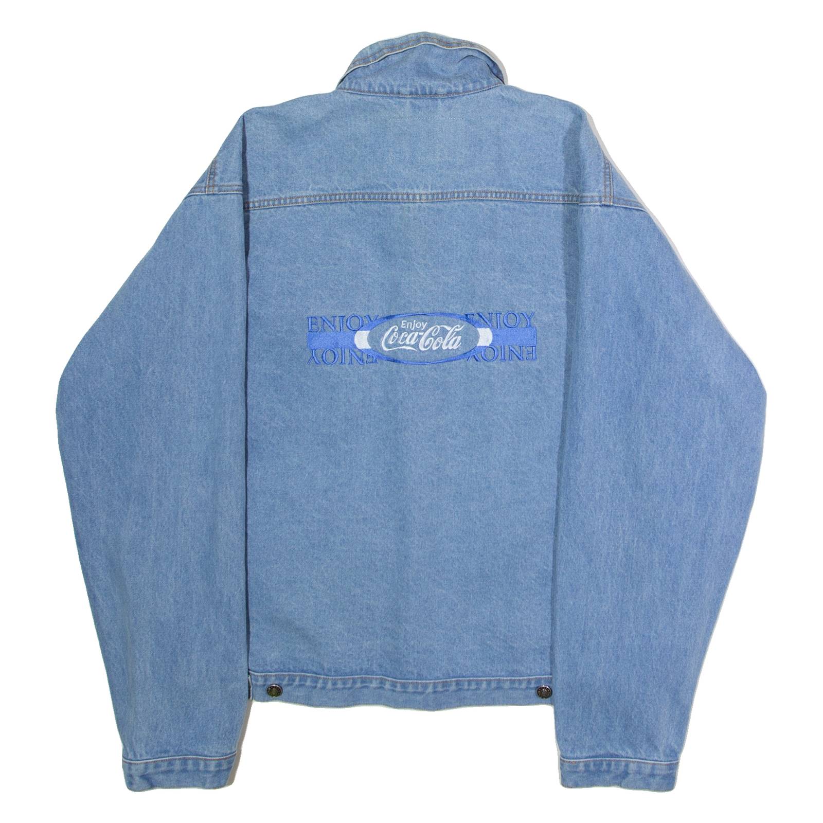 TRI MOUNTAIN Coca Cola Mens Denim Jacket Blue 90s L