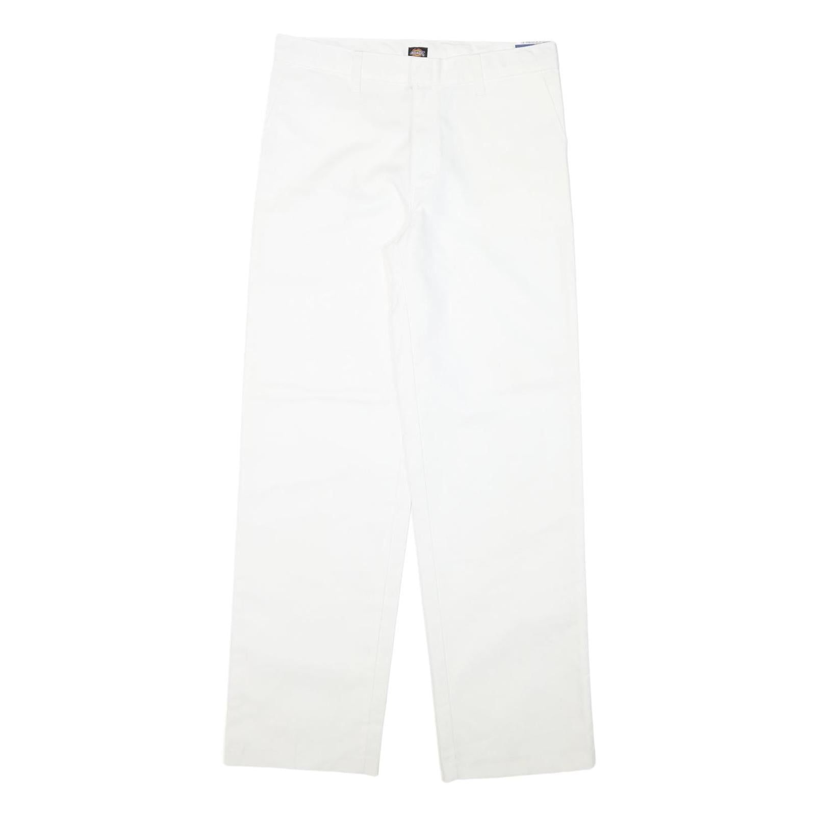 DICKIES Womens Cotton Blend White Regular Fit Straight Leg Trousers W30 L30