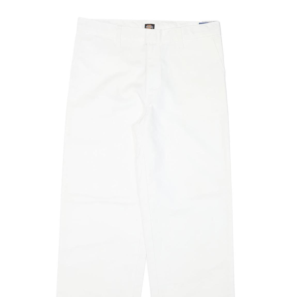 DICKIES Womens Cotton Blend White Regular Fit Straight Leg Trousers W30 L30
