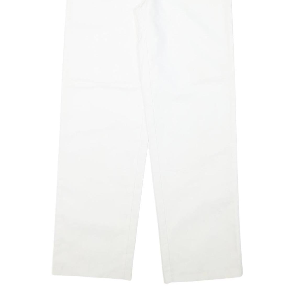 DICKIES Womens Cotton Blend White Regular Fit Straight Leg Trousers W30 L30