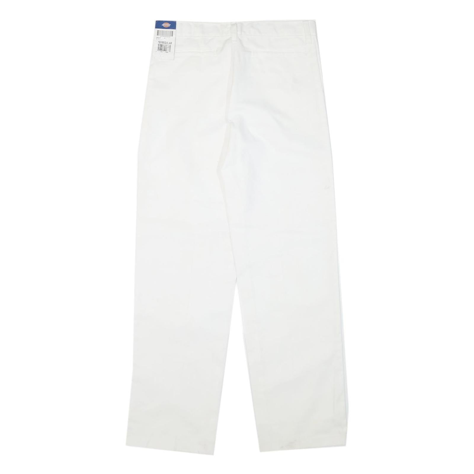 DICKIES Womens Cotton Blend White Regular Fit Straight Leg Trousers W30 L30
