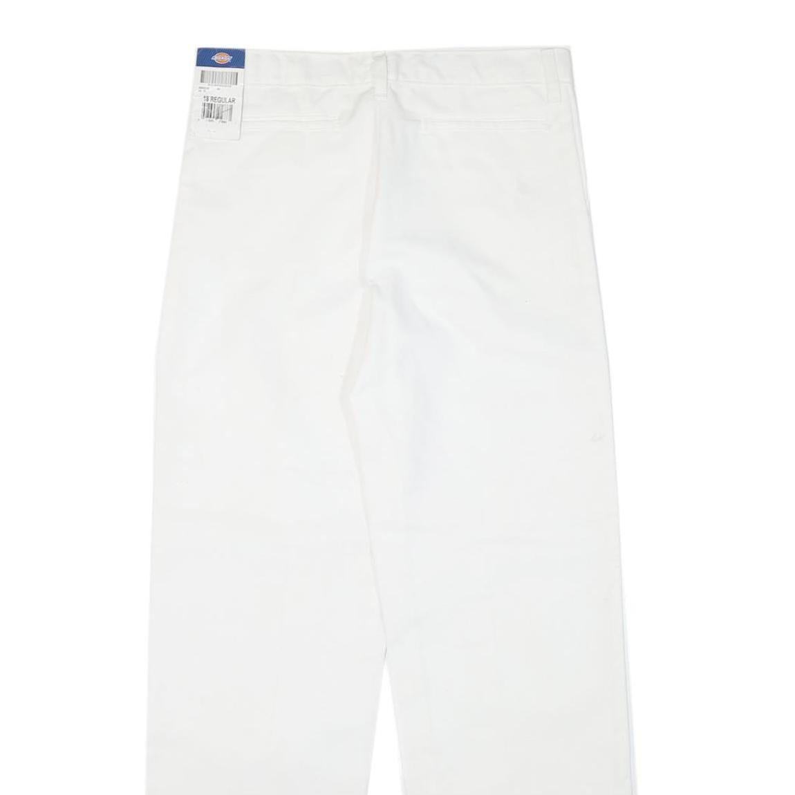 DICKIES Womens Cotton Blend White Regular Fit Straight Leg Trousers W30 L30