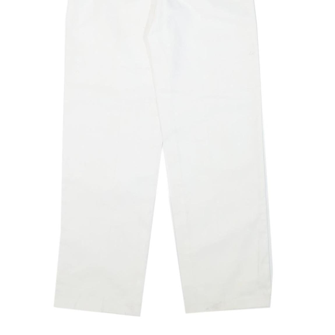 DICKIES Womens Cotton Blend White Regular Fit Straight Leg Trousers W30 L30